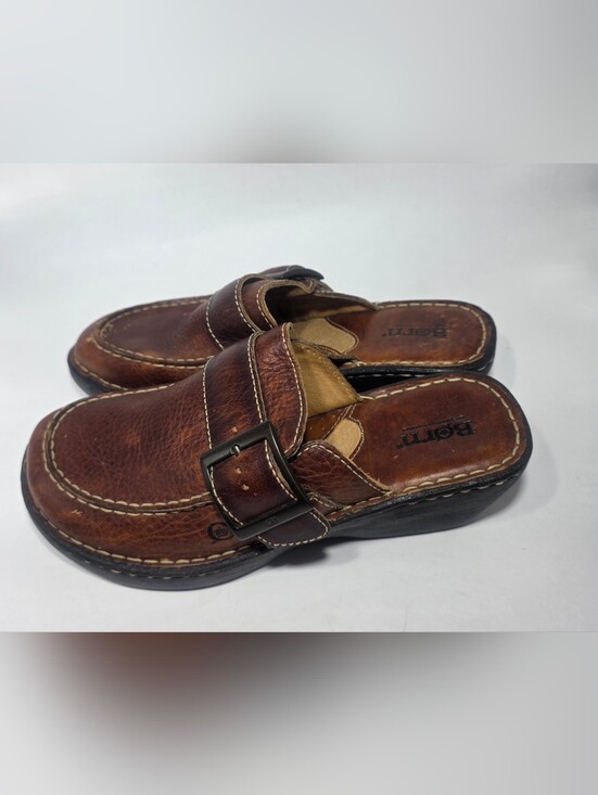Born Brown Leather Clogs Mules Slip On Comfort Shoes Women’s US 9 EU 40.5 main image 9
